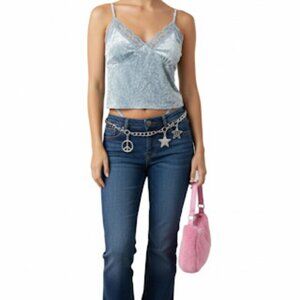 Crushed Velvet Babydoll Lace Cami Tank Top I Y2K Aesthetic Spaghetti Straps